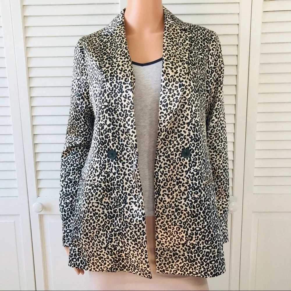 NINE WEST Cheetah Print Open Front Blazer Size Extra Small